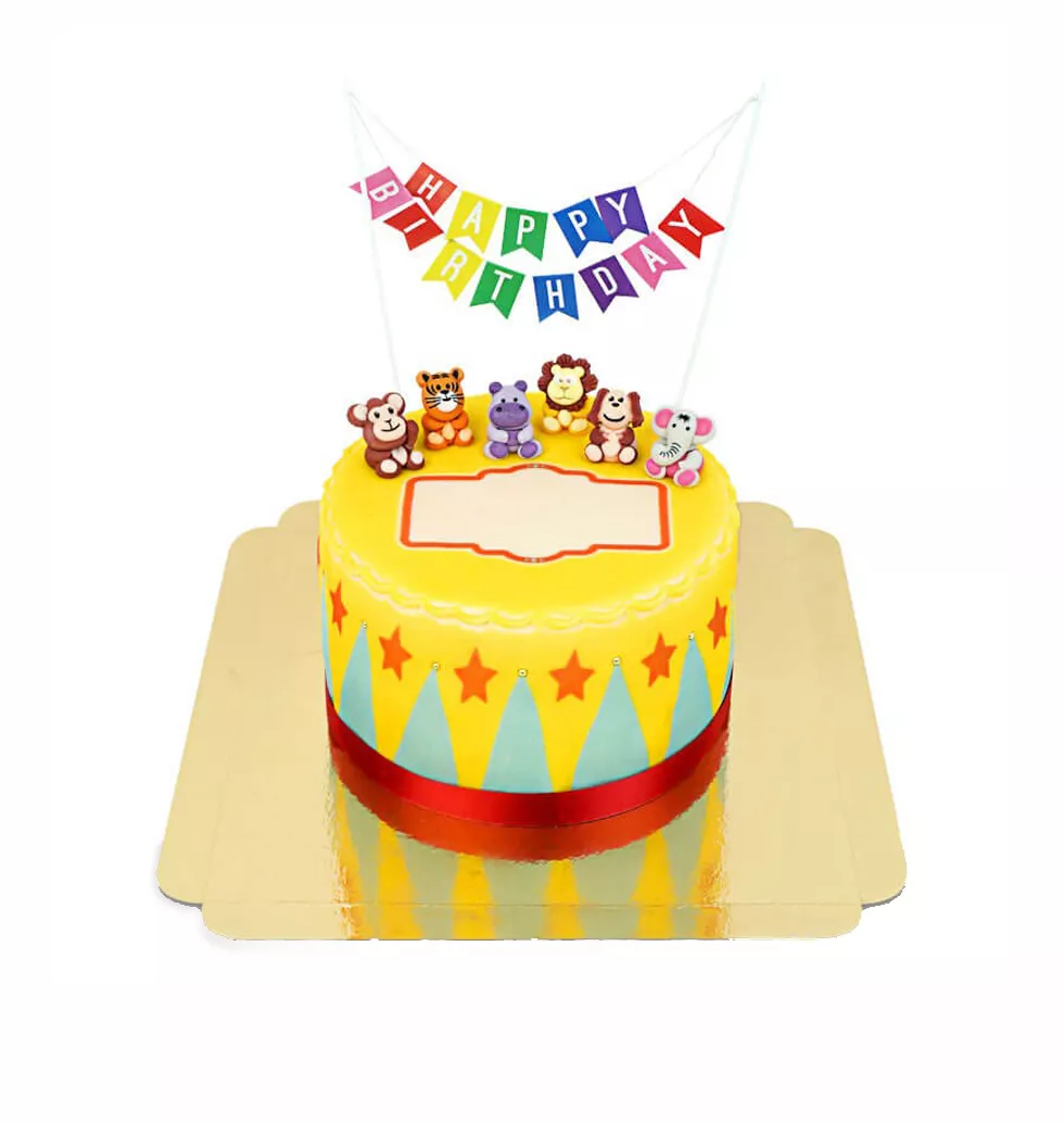 Colorful Circus Cake with Fun Figurines